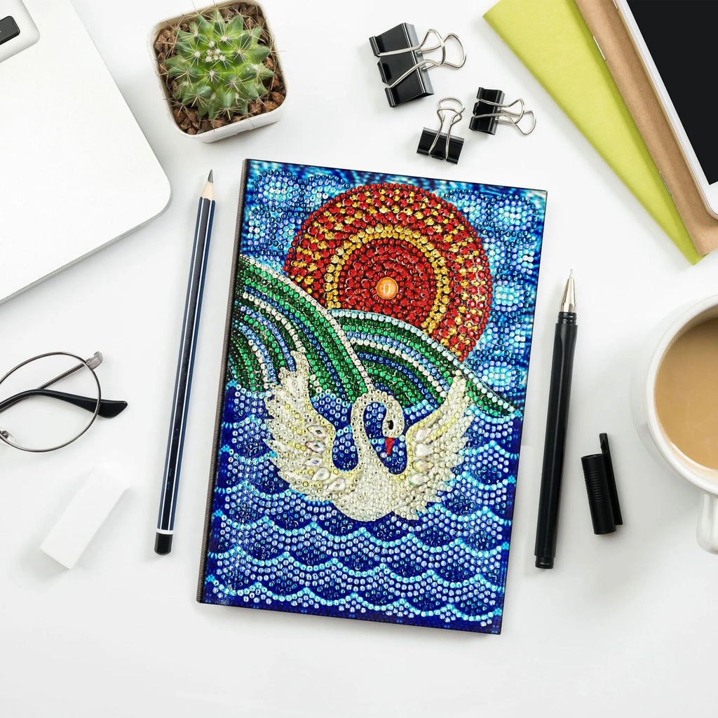 A5 Diamond Painting Notebook in black with decorative elements, 142x207x8mm
