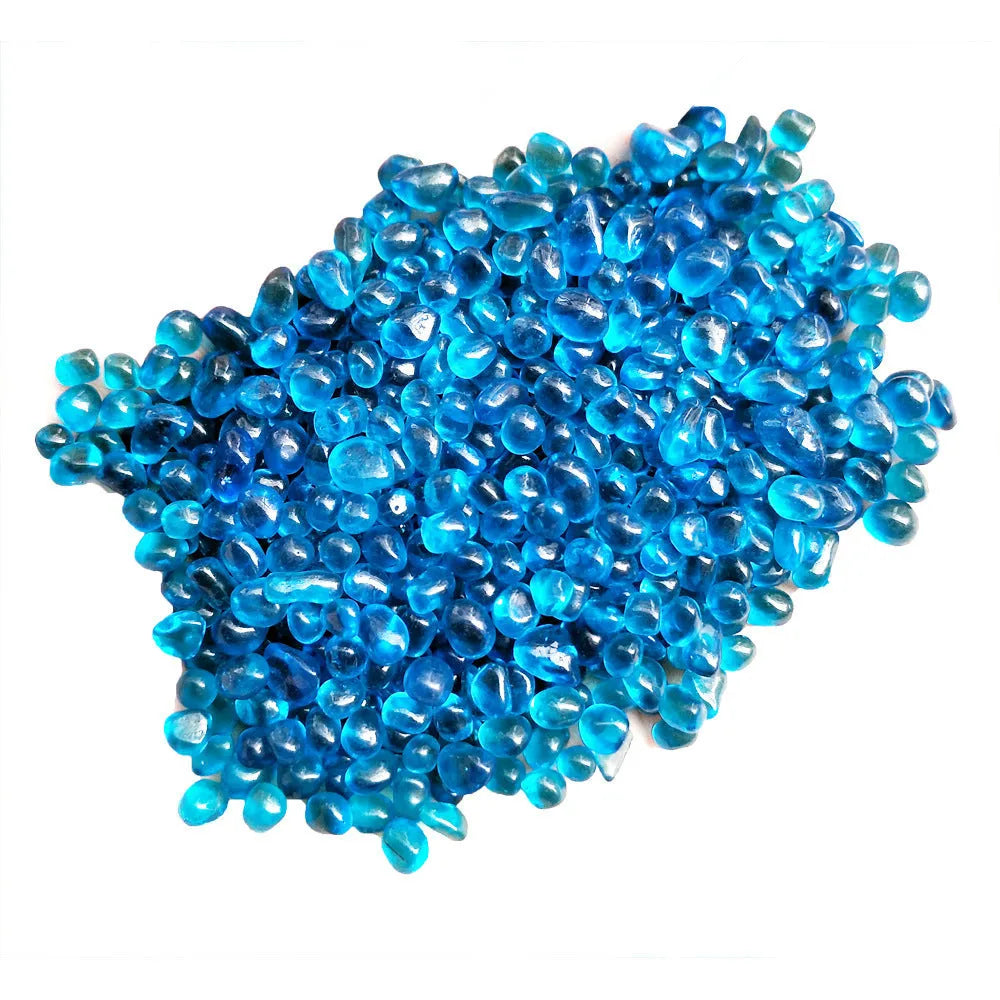 Sea blue round glass sand beads 3-6mm in a 500g pack for fish tank landscaping and vase decoration