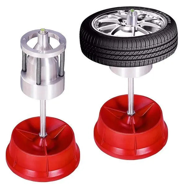 Portable aluminium hub balancer with bull's eye level on enamel base
