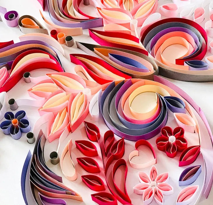 20 inch handmade blue or pink butterfly quilling paper craft kit with glue, scissors, awl and tweezers tools