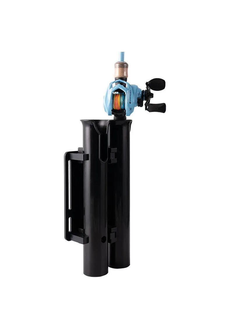 Carbon motorcycle and bicycle fishing rod rack with plastic frame and clamp mechanism