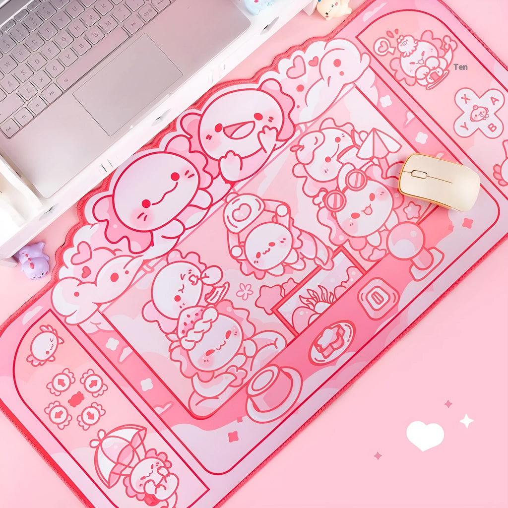 Hexagonal dragon crane machine cartoon anime design large cloth mouse pad measuring 75 by 40 centimetres
