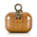 Ring Buckle Series flip protective sleeve for AirPods Pro in brown plastic and leather
