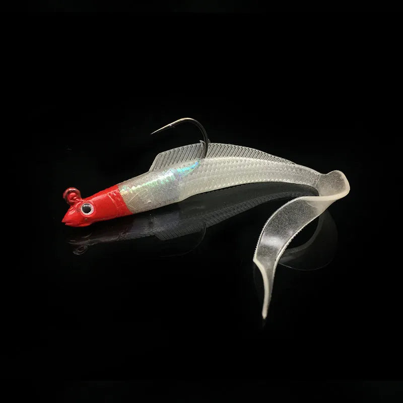 Creative simulation soft fishing lure 12cm with lead head and PVC body in pink colour option