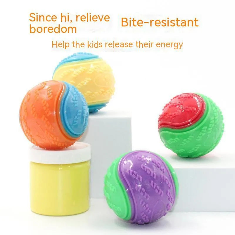Dog molar long lasting TPR ball toy in random colour for aggressive chewers and teeth cleaning