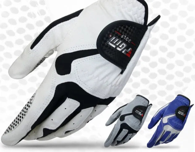 Golf microfiber split finger gloves with anti-skid grip in blue colour