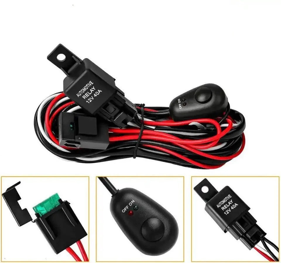 One drag two 2 metre silicone wiring harness for automotive LED work lights and roof spotlights