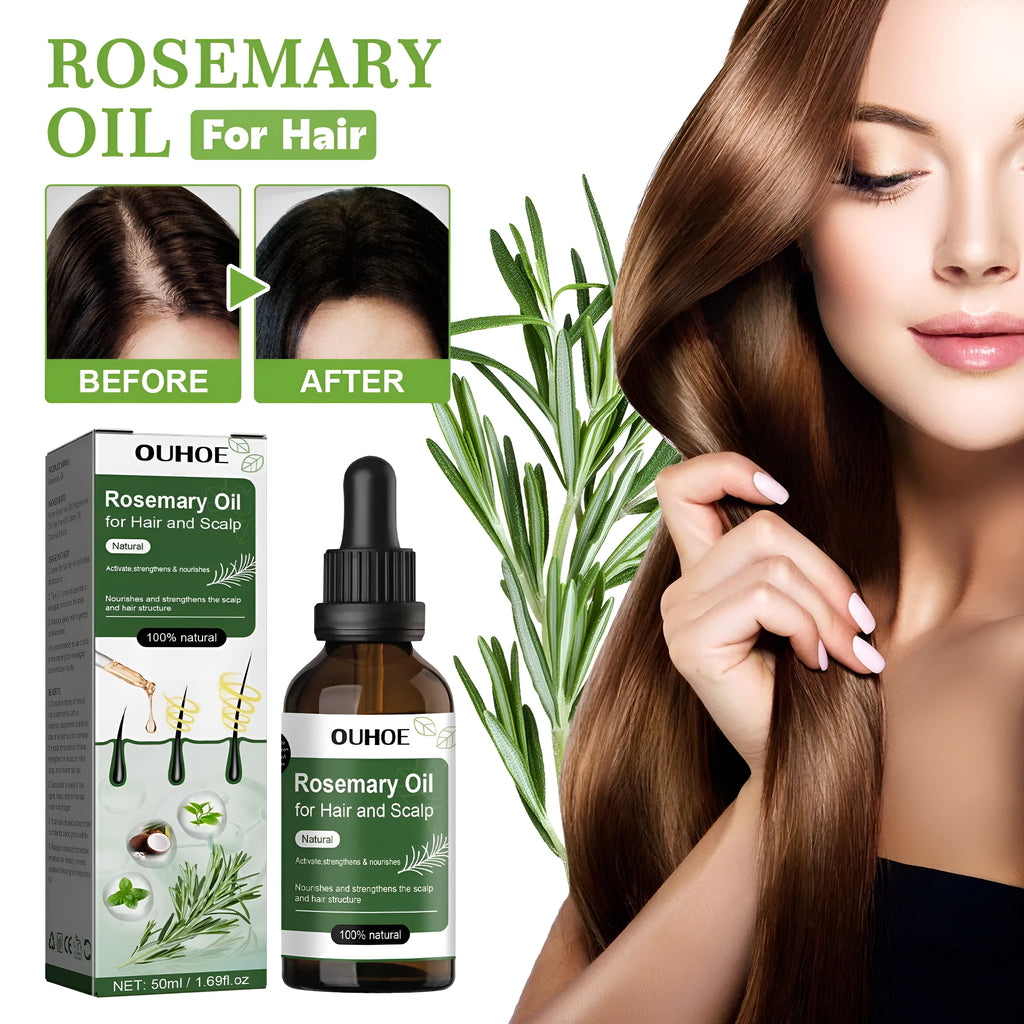 50ml anti-drop nourishing hair care essential oil with rosemary and peppermint in a small bottle