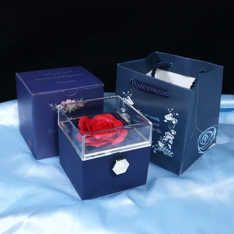 80 mm plastic reversible jewellery box cube for rings and pendants with handbag