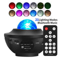 Black parallel style starry sky projection lamp with Bluetooth and rotating water ripple effects