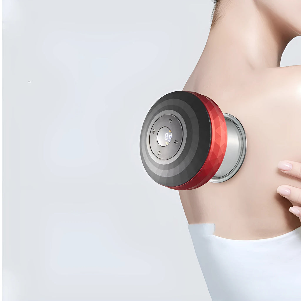 Electric cupping device with push-button vacuum, 93x93x82mm, black green red, Type-C rechargeable