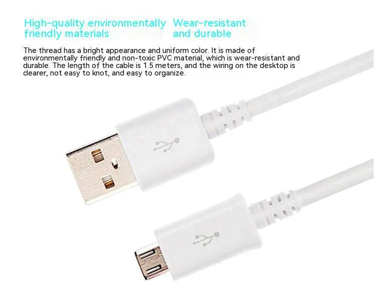 Black Android Micro USB data cable for phone charging and data transfer