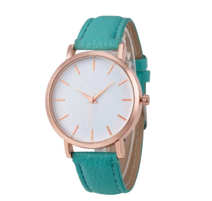 Children's round dial quartz watch with world time and pointer display on imitation leather strap