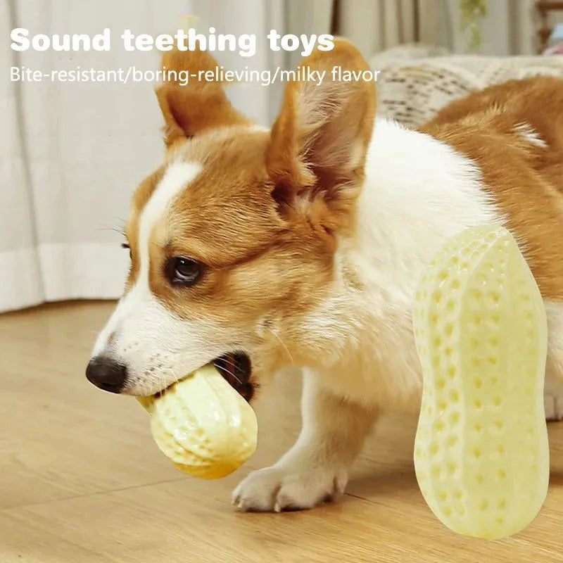 Yellow rubber vinyl dog toys for small dogs 4 pack chew boredom relief sound toys