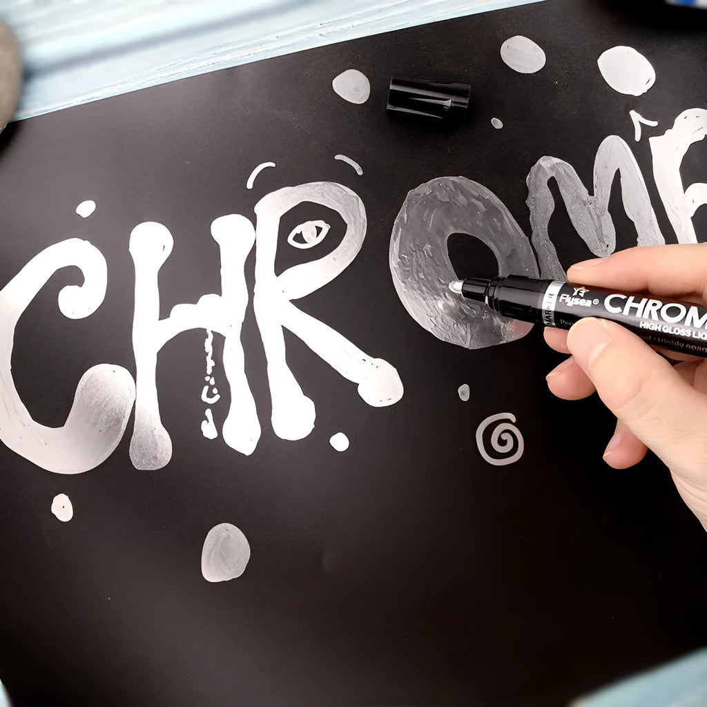 Silver mirror pen with 3.0mm reflective paint tip for writing on glass, metal, plastic, and wood surfaces