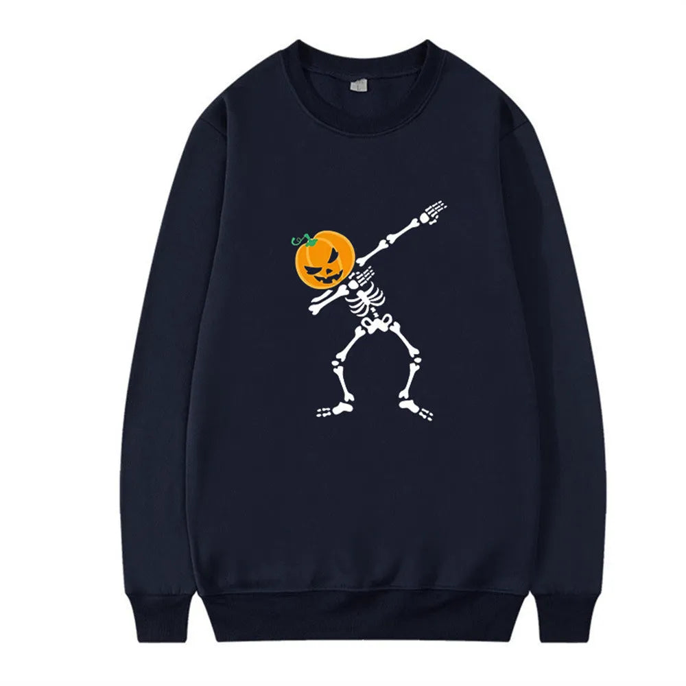 Women's printed crew neck long sleeve top in polyester cotton fabric for autumn winter sports leisure wear
