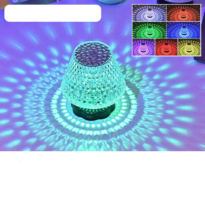 Diamond crystal table lamp with touch sensor base, USB rechargeable, 8.5 cm diameter