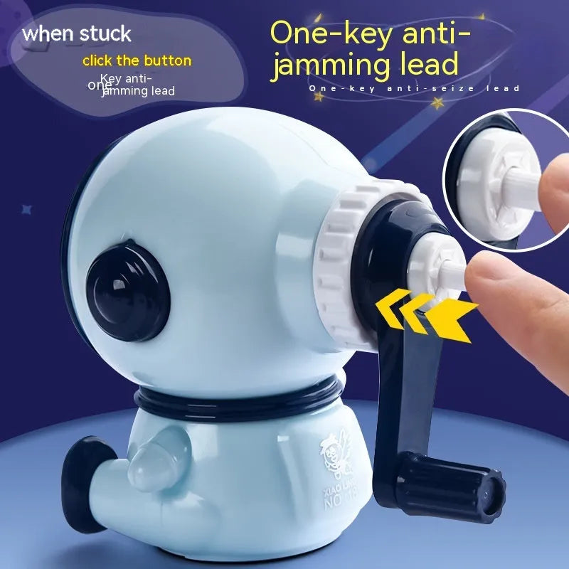 Children's astronaut cartoon manual pencil sharpener in blue or pink colour options
