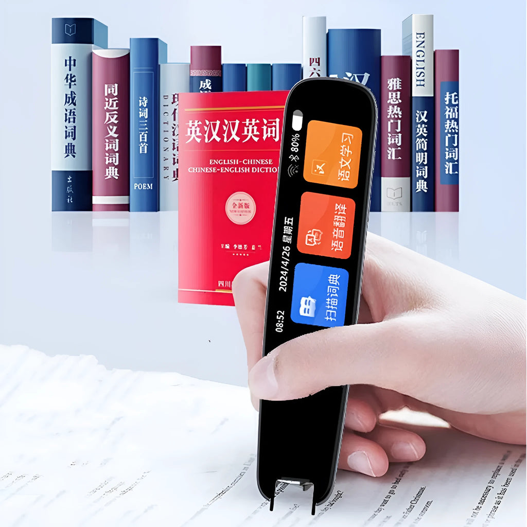 Dark grey talking pen with offline scan translation dictionary for English learning measuring 138x30x112mm