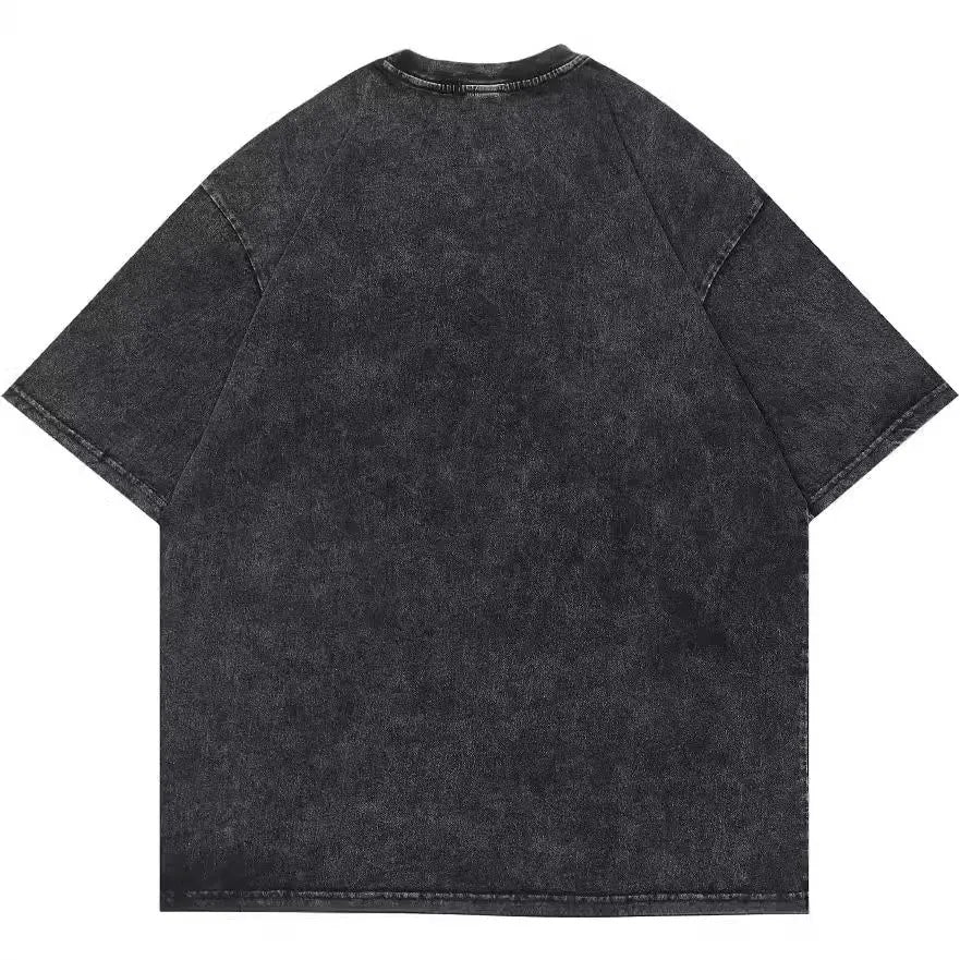 Men's loose fit cotton t-shirt with retro cartoon print in streetwear style