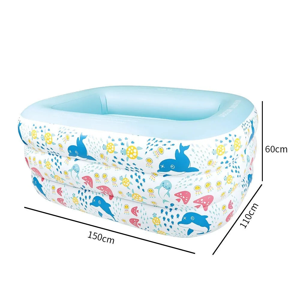 Children's inflatable PVC pool in bright colours, smooth surface, available in sizes from 110cm to 210cm