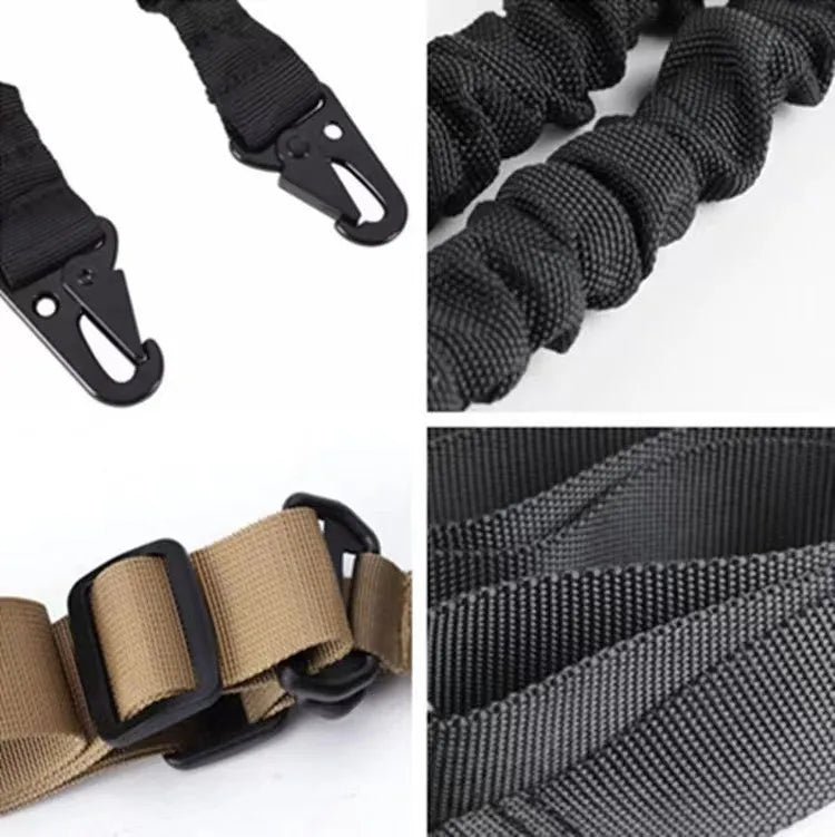 Crossbody nylon harpoon line placement rope with metal buckle and elastic rope, adjustable up to 136cm, black khaki army green