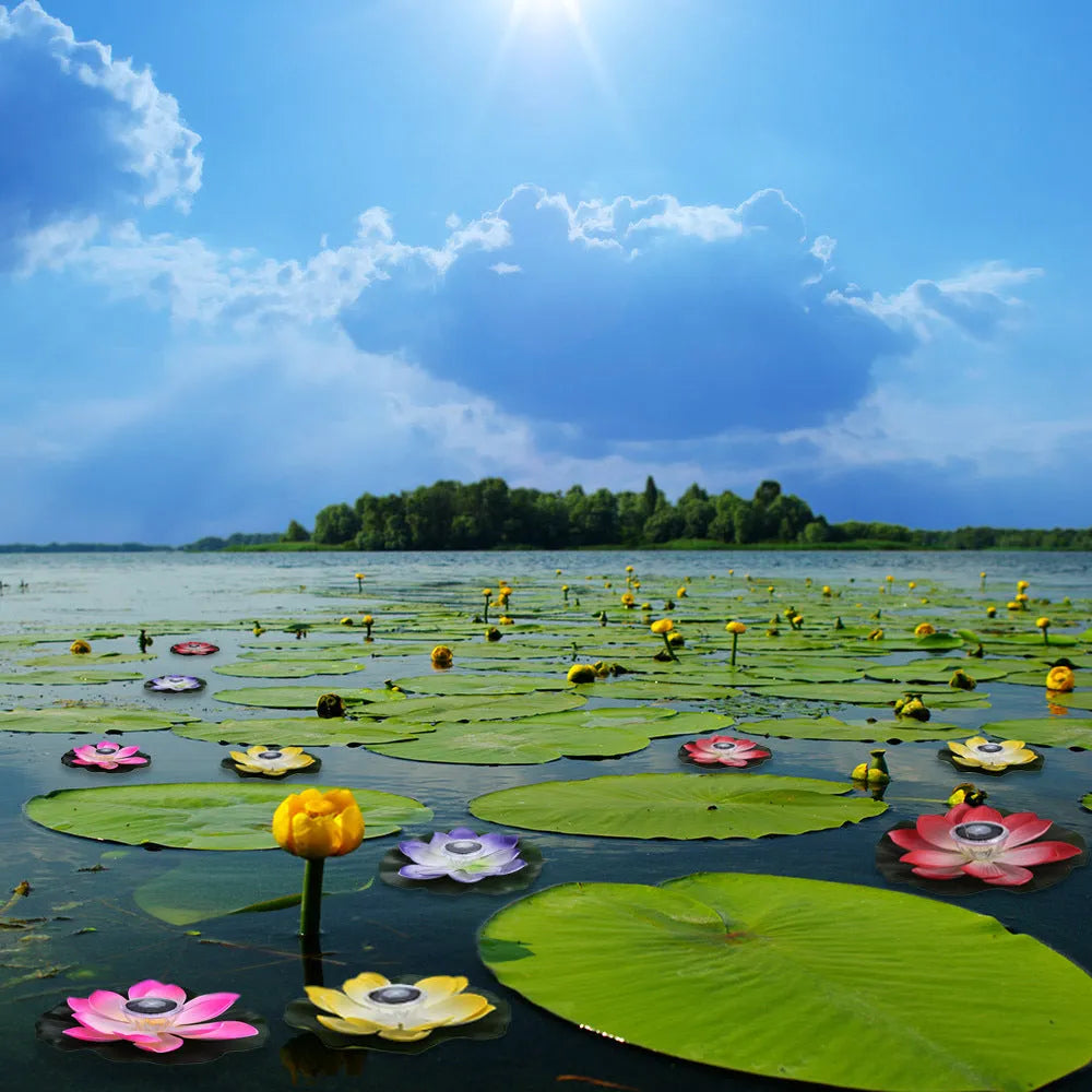 Floating solar LED lotus lantern in 280mm size for colourful pond and pool decoration