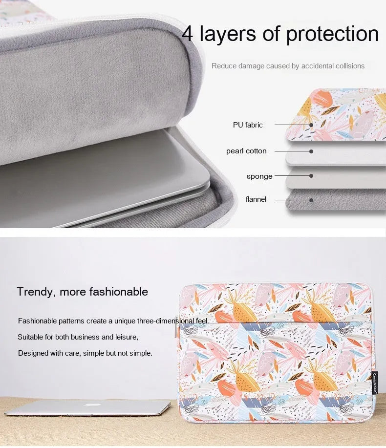 White waterproof PU leather laptop inner sleeve case for 11 to 15 inch devices.