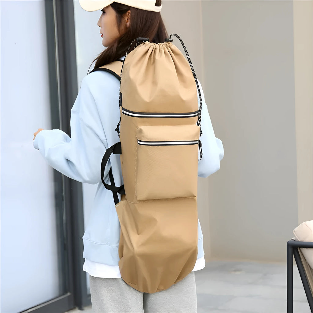 Waterproof nylon skateboard backpack with 20-35L capacity in multiple colour options