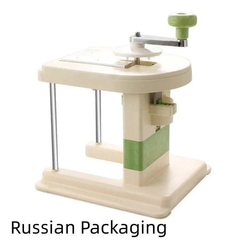 Beige stainless steel vegetable slicer chopper and spiralizer tool for kitchen use