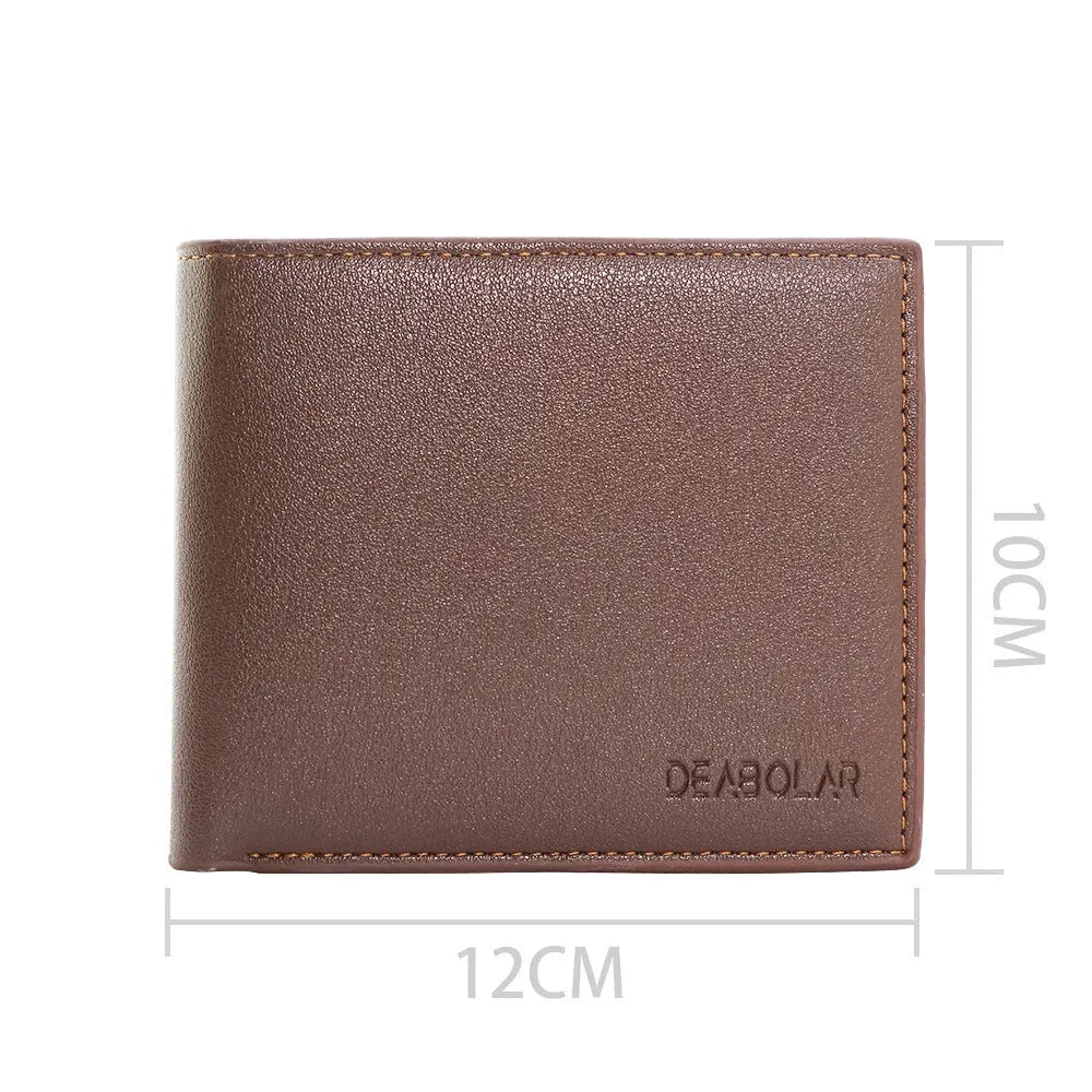 Brown genuine leather men's wallet with zipper closure showing seven organisational compartments