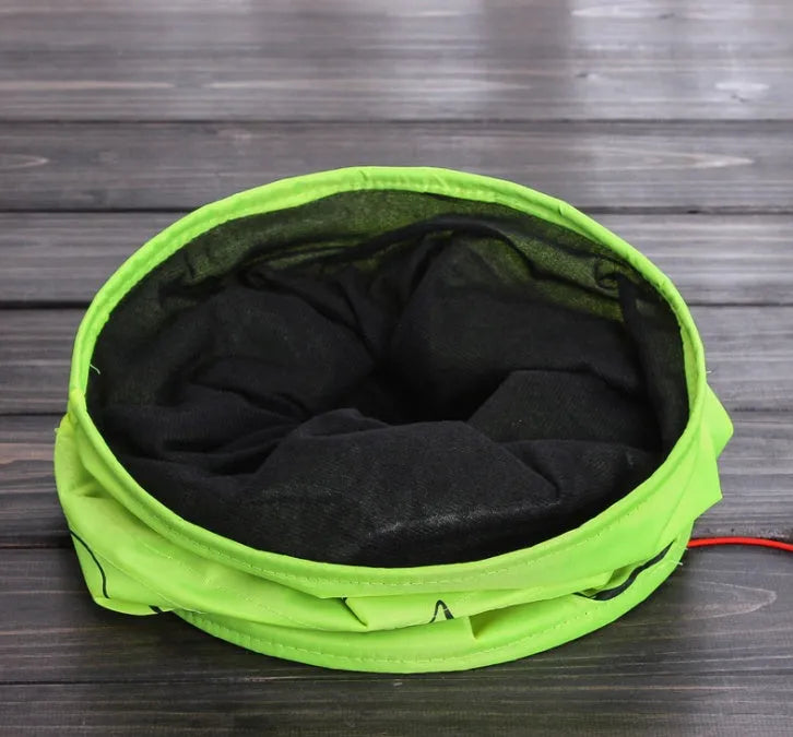 Foldable cat toy tunnel with printed design, 25 cm diameter and 51 cm length, for indoor cats