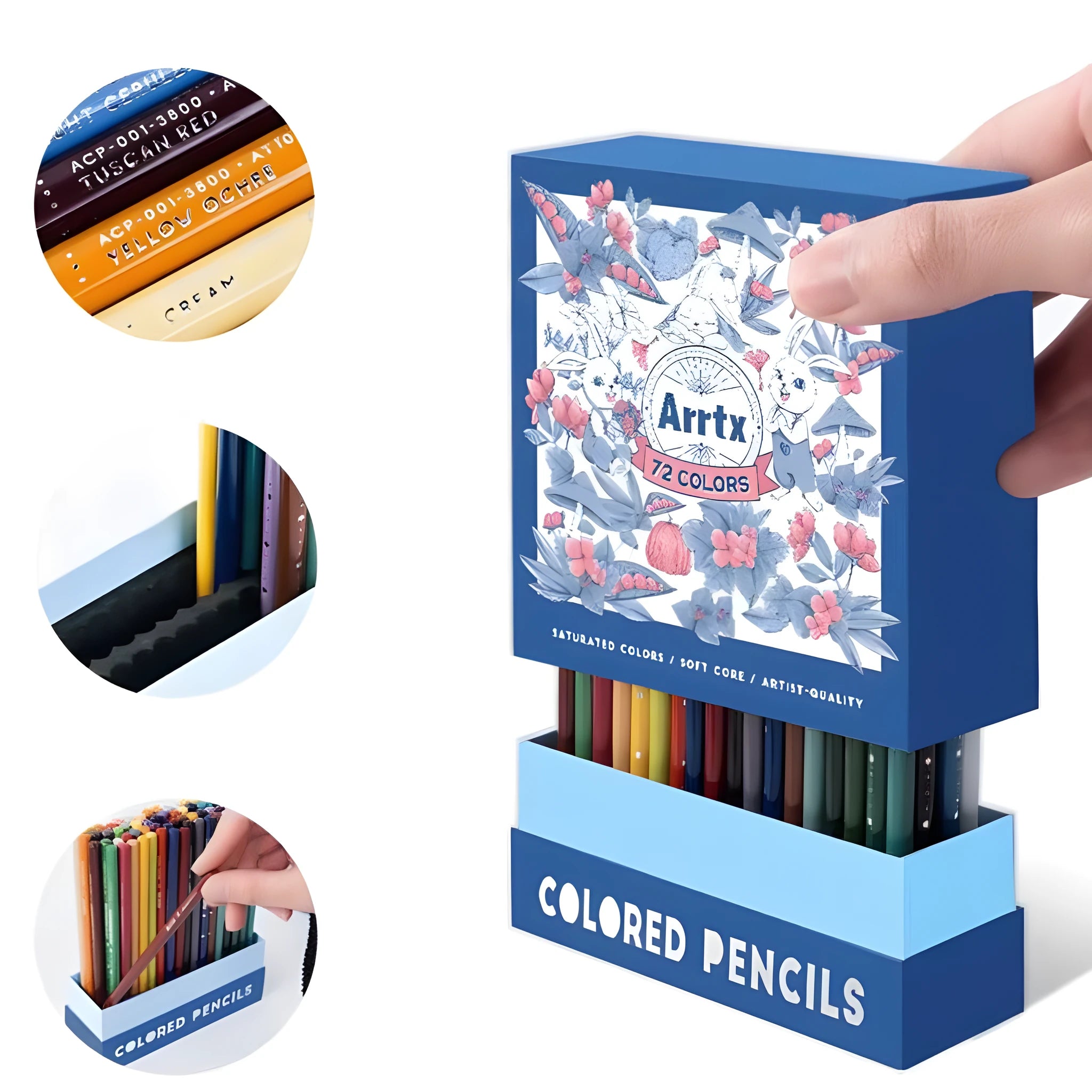 Boxed set of 72 or 126 art colour pencils with basswood barrels for student painting and exam work