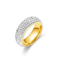 Titanium steel ring with diamond treatment starry sky design in silver, U-shape, unisex sizes 6 to 13