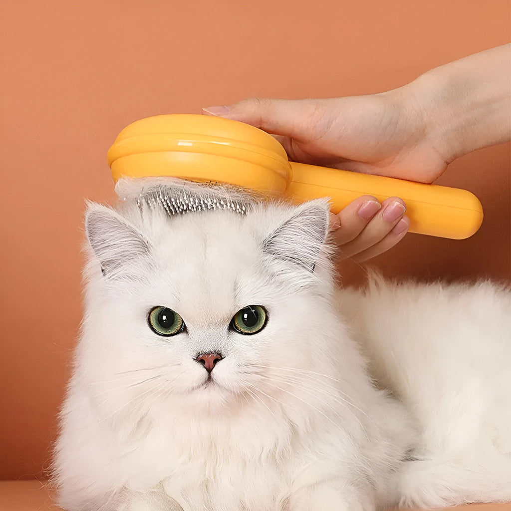 Pet hair cleaning comb brush with stainless steel needle head and ABS body, 198 x 87 x 46 mm, yellow green blue
