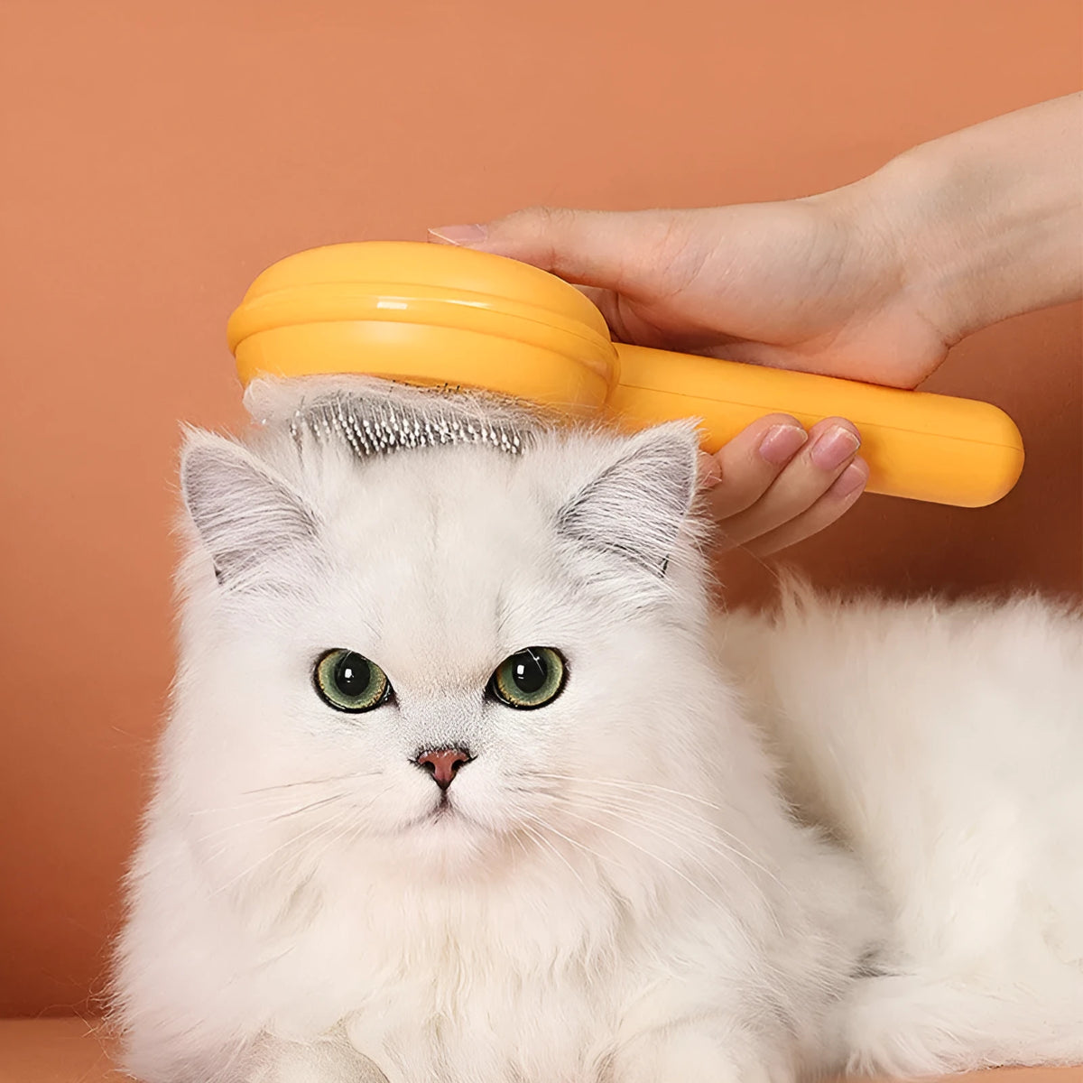 Pet hair cleaning comb brush with stainless steel needle head and ABS body, 198 x 87 x 46 mm, yellow green blue