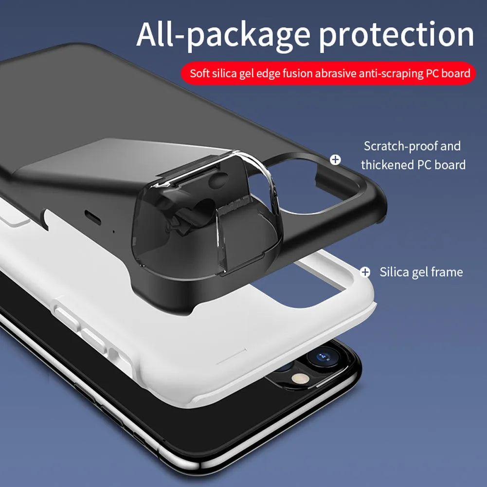 2-in-1 black edge case cover holding iPhone and AirPods charging case in matte acrylic and silicone