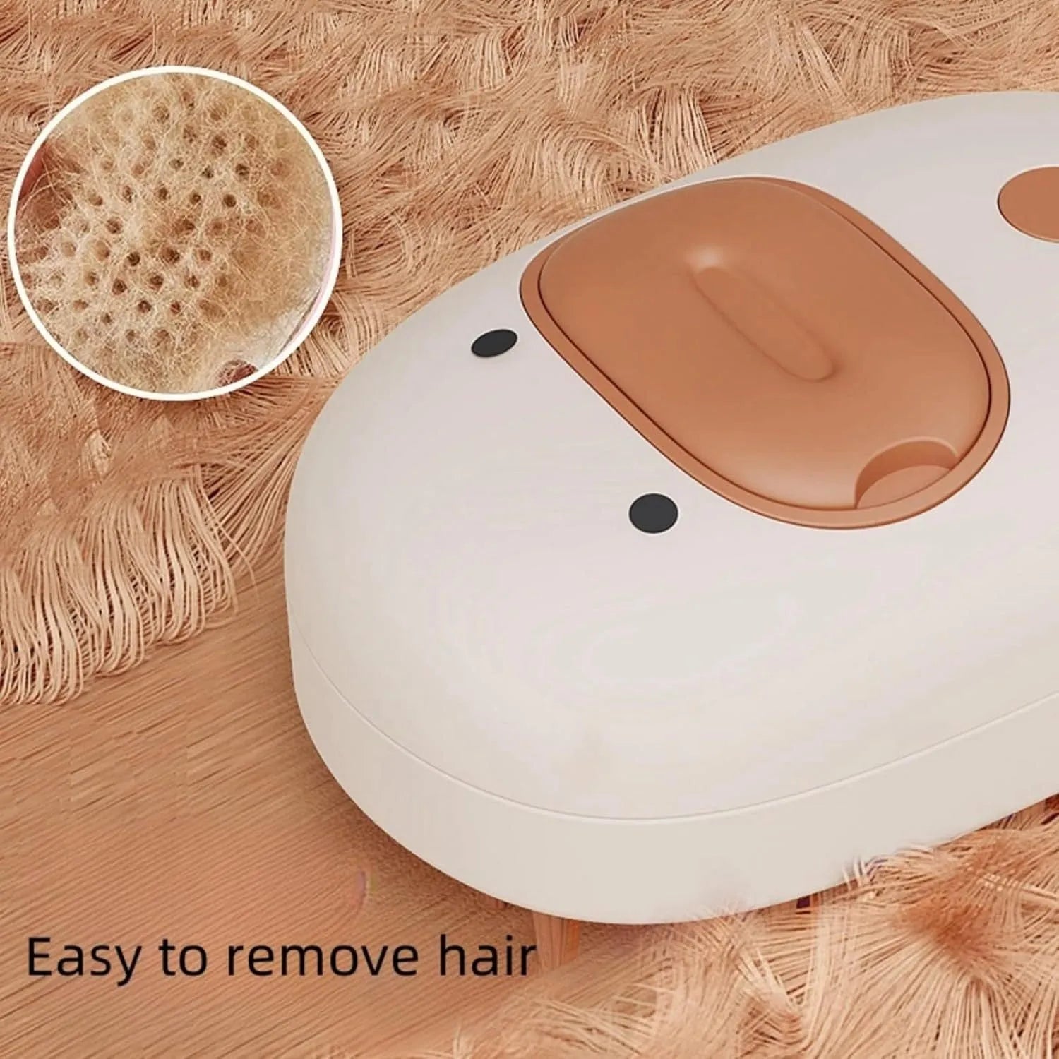 White and yellow rechargeable steam pet brush for dogs and cats on a table