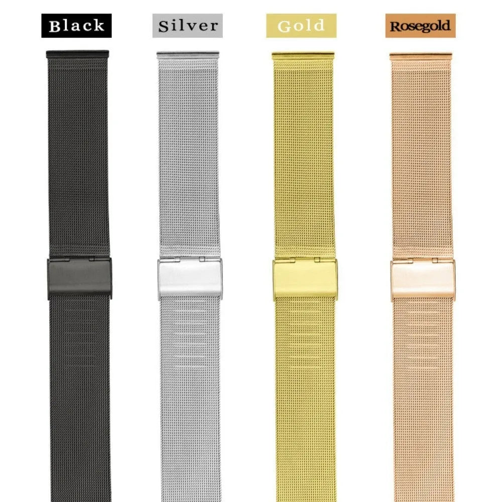 Milani silk woven stainless steel watch band in silver, black, rose gold or gold colour