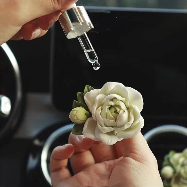 Jasmine car solid air freshener gypsum diffuser with essential oil bottle