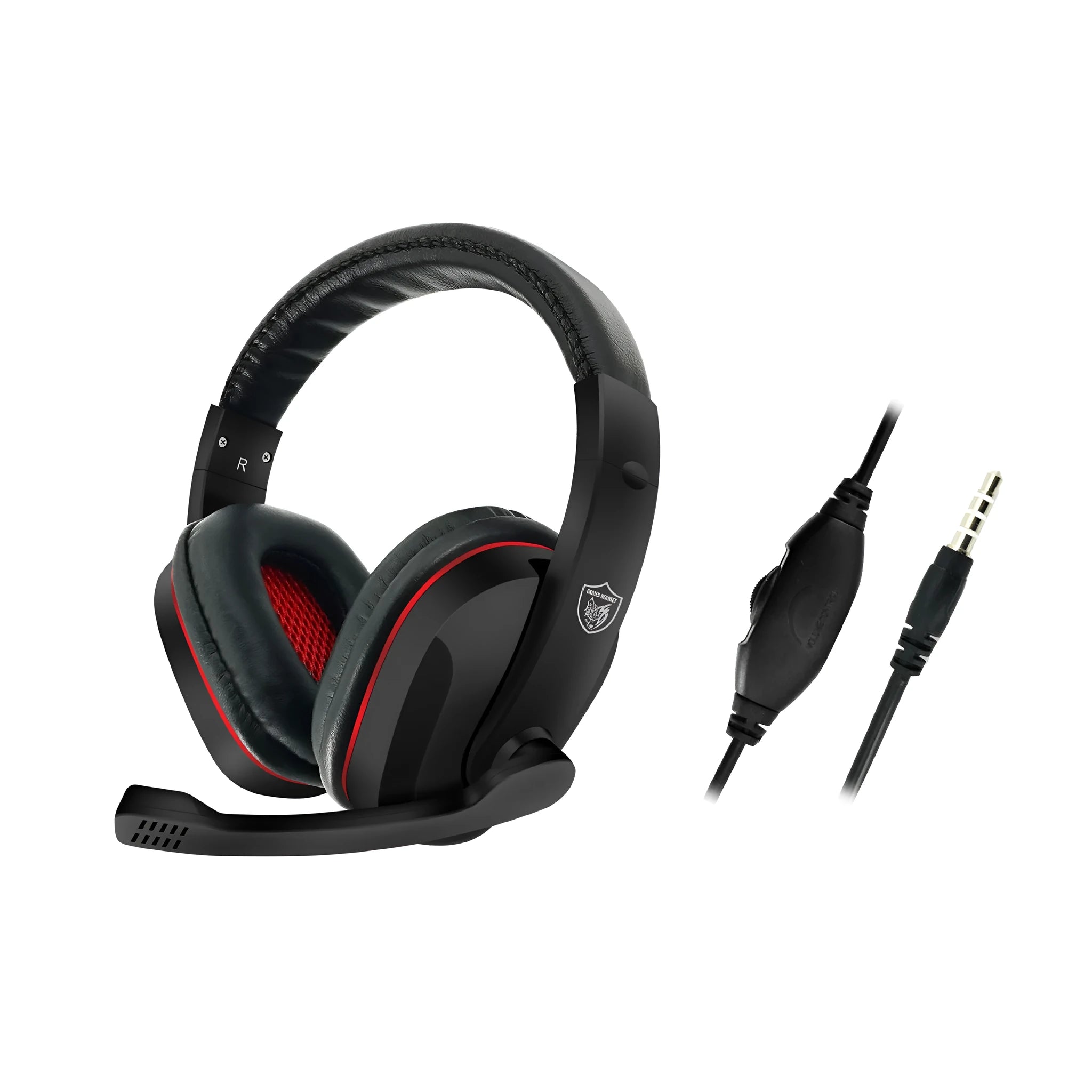 Black wired computer gaming headset with 40mm speakers and 1.2 metre cable