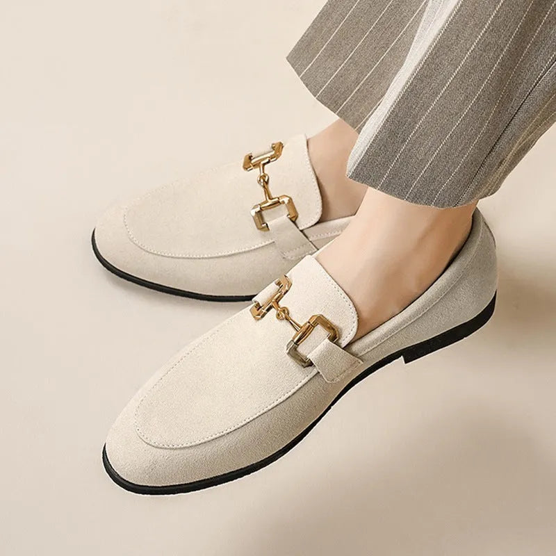Men's black PU suede look Gommino driving shoes casual slip-on loafers