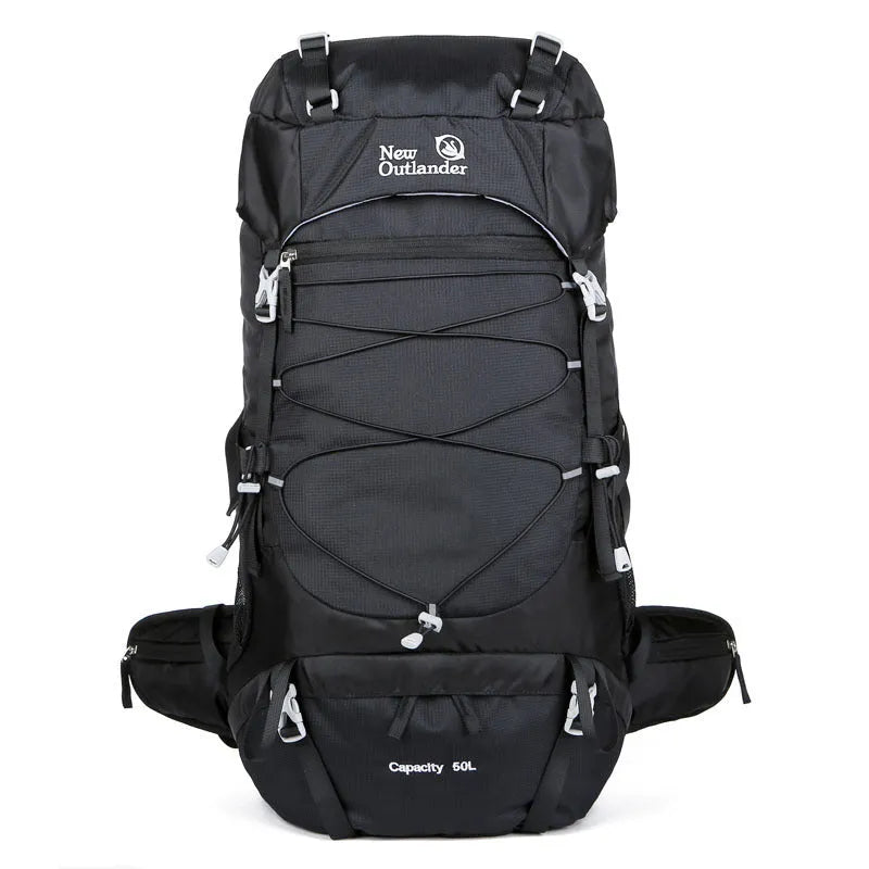50L nylon mountaineering backpack in Army Green for outdoor hiking