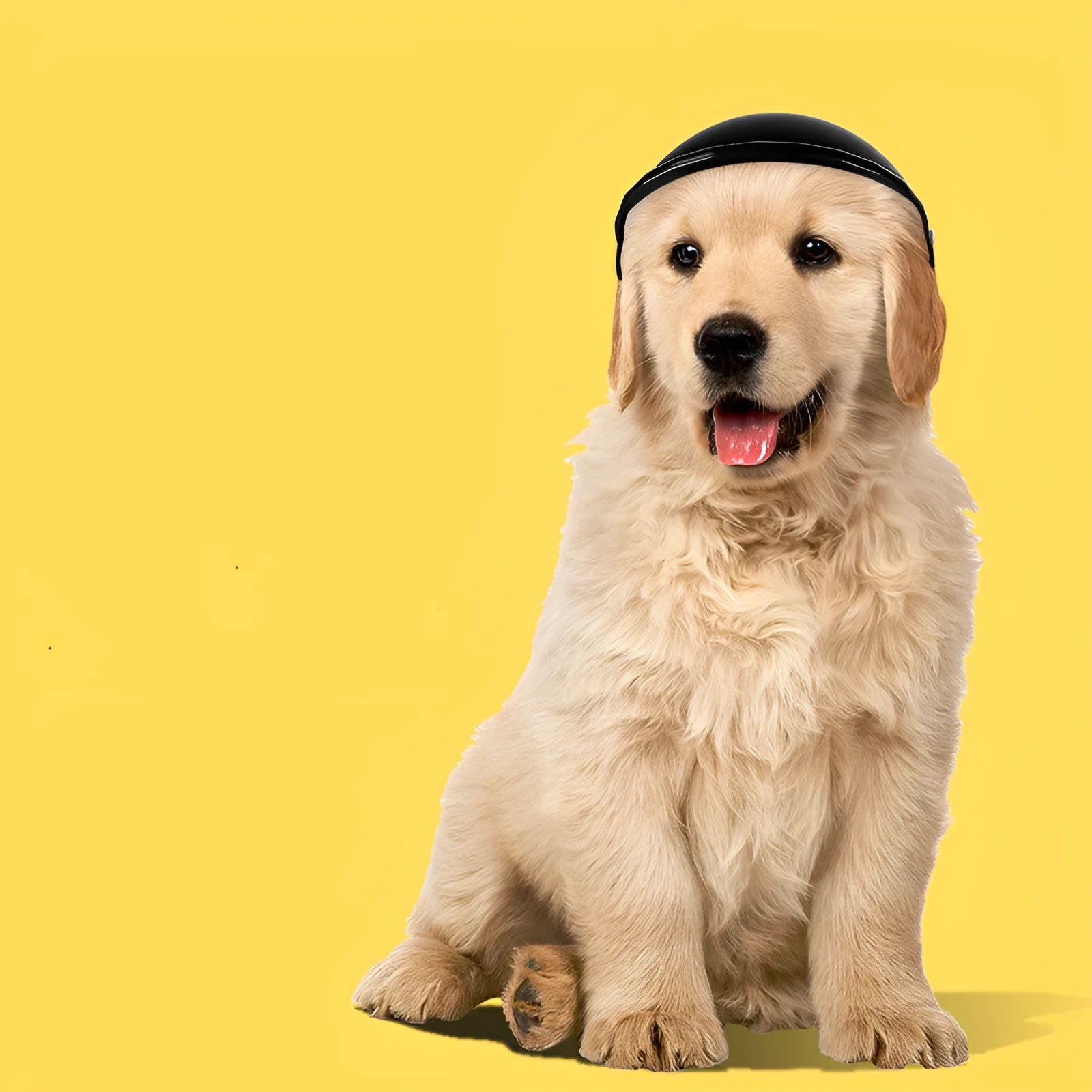 Small size S plastic pet safety helmet for dogs and cats in black, green, pink, or yellow.