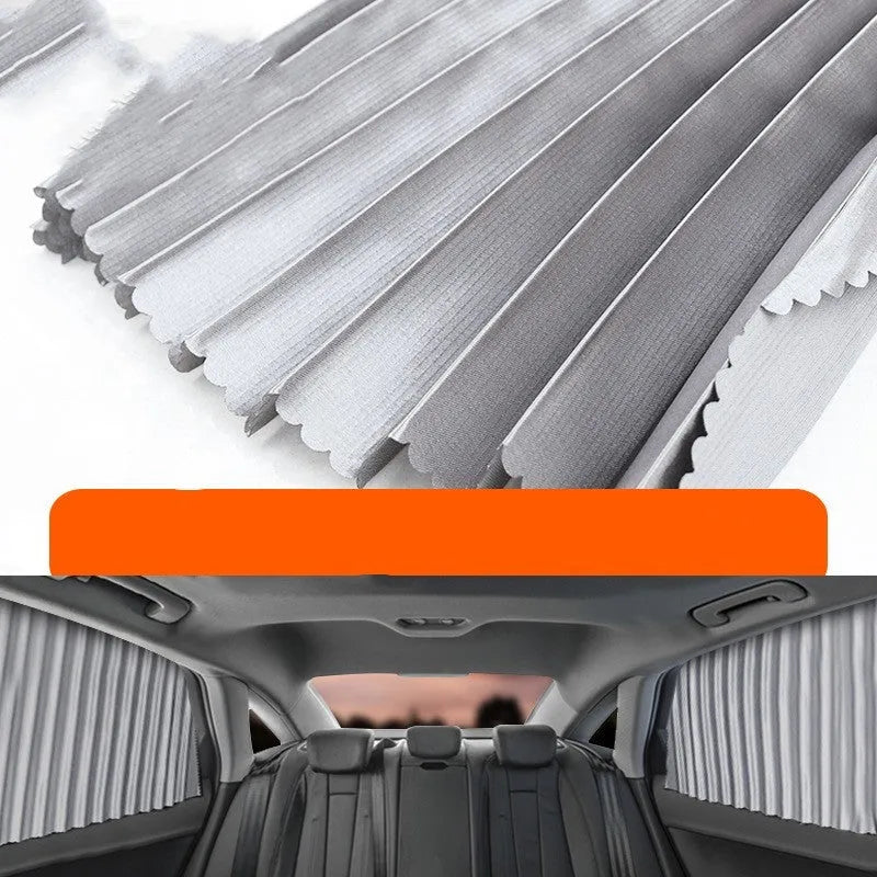 Auto retractable car sunshade sunscreen with roller shutter mechanism in thick opaque cloth material