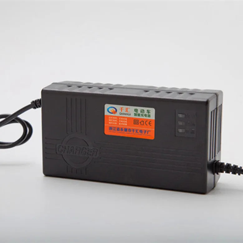 Black 72V20AH electric car charger with choice of AU, EU, or US plug styles
