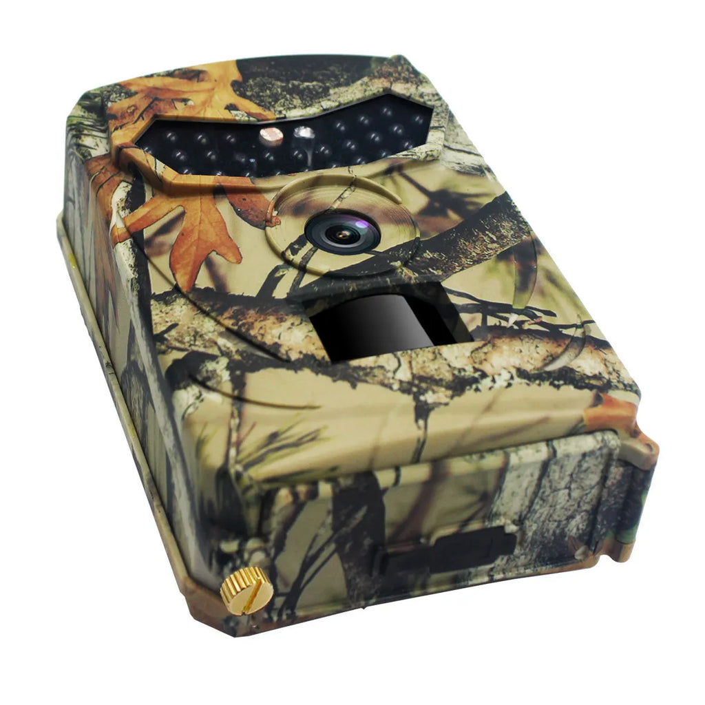 16MP hunting game camera with infrared night vision in yellow brown plastic housing