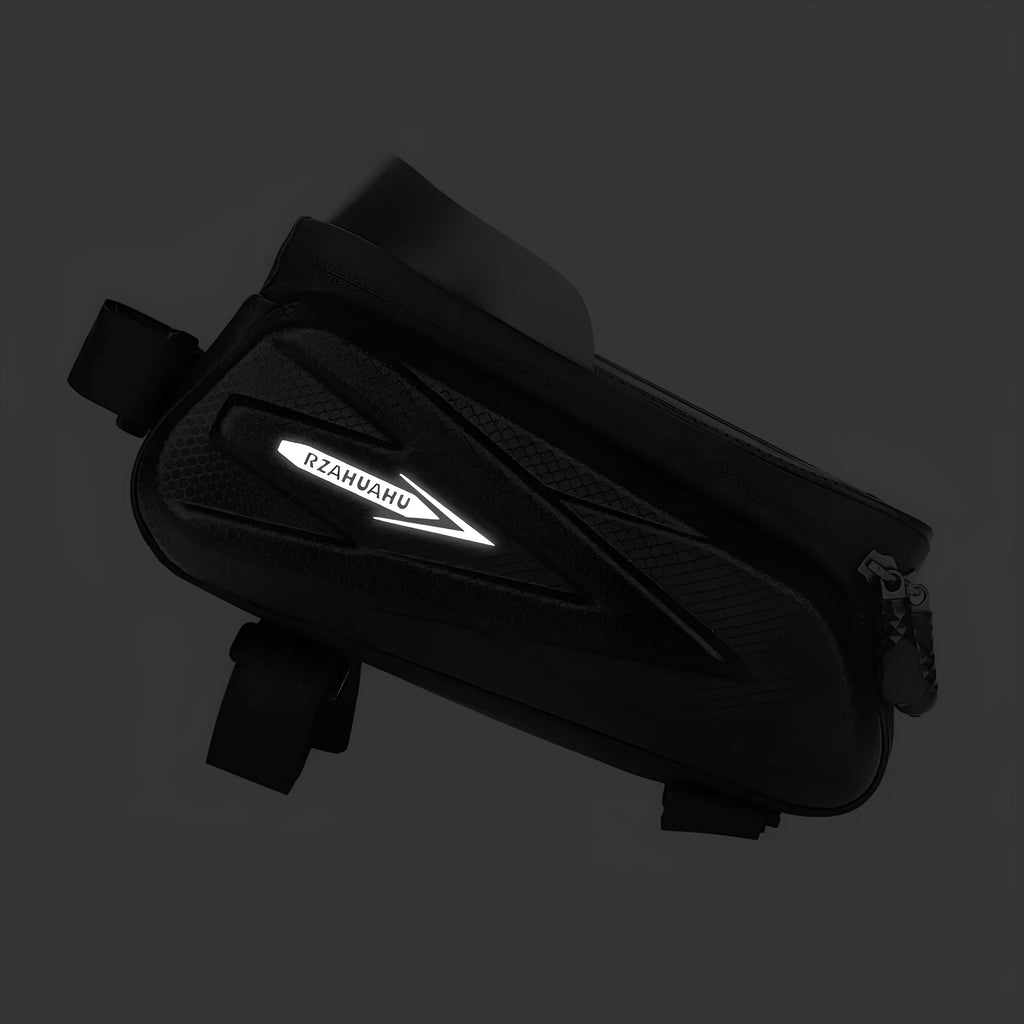 Black EVA PU leather bicycle top tube bag 22x14x11cm with inner pocket on bike frame