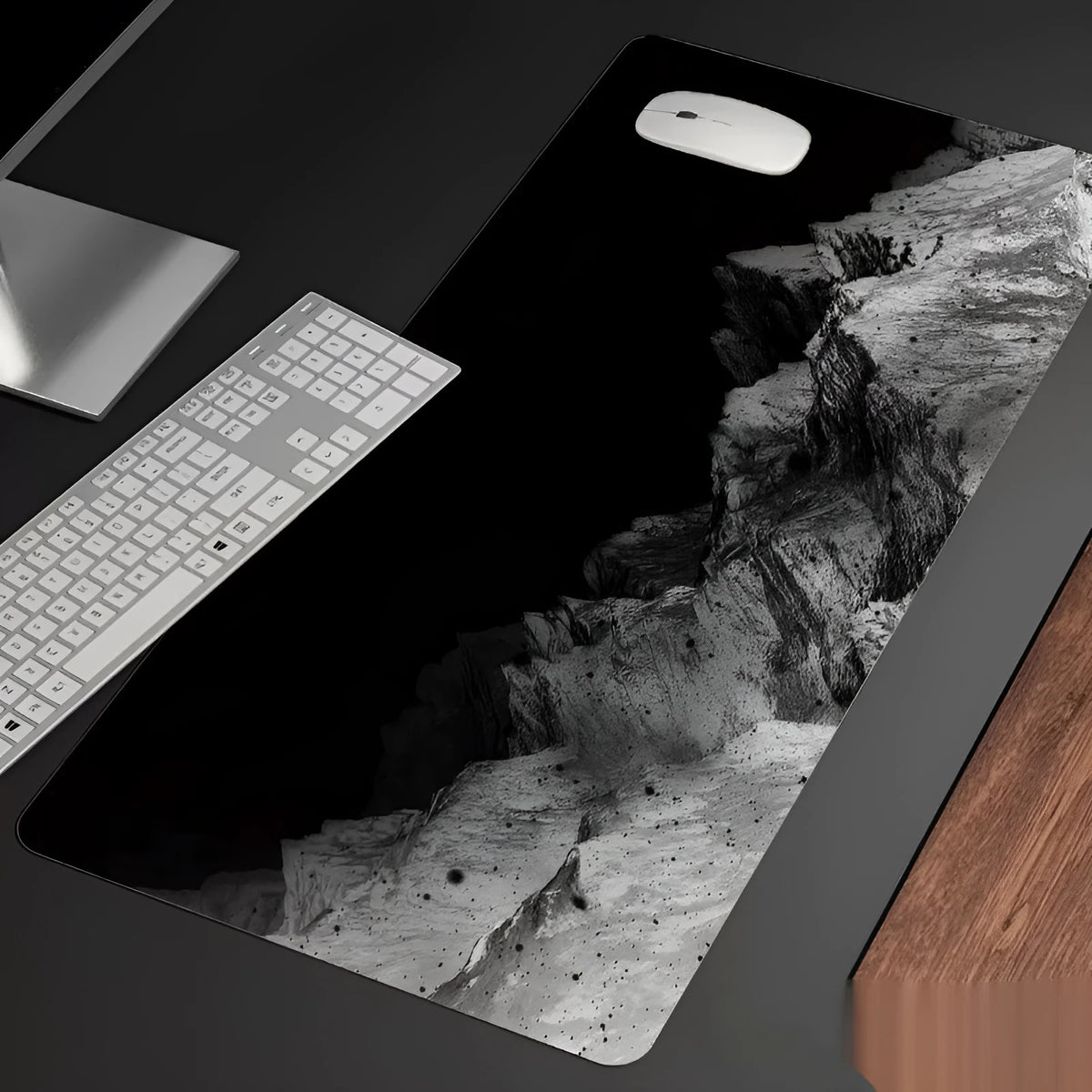 Oversized gaming mouse pad with thermal transfer printed design on natural rubber base