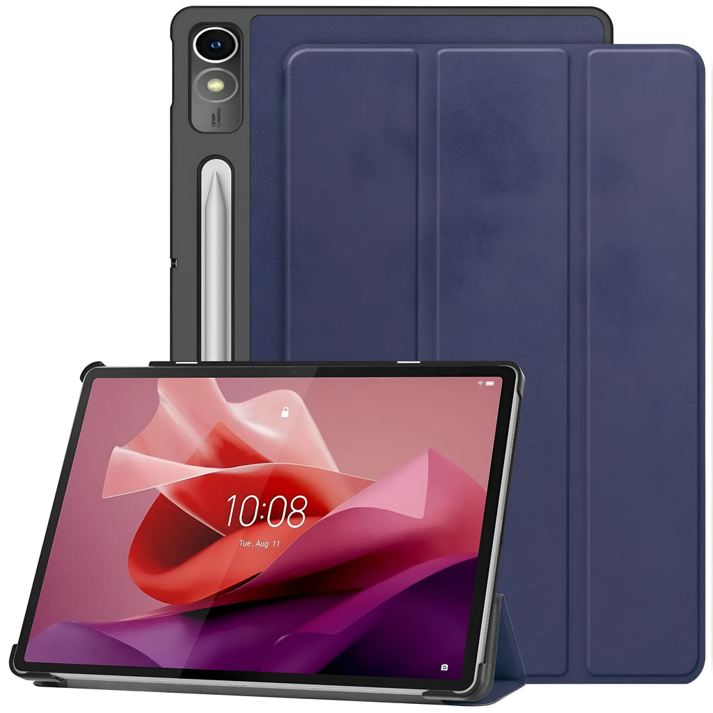 Lenovo Tab P12 tablet protective case with a magnetic folding stand in a selection of colour and graphic design options.